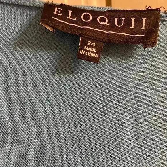 Eloquii teal drop shoulder balloon sleeves pullover blouse. Sz 24 - Picture 4 of 5